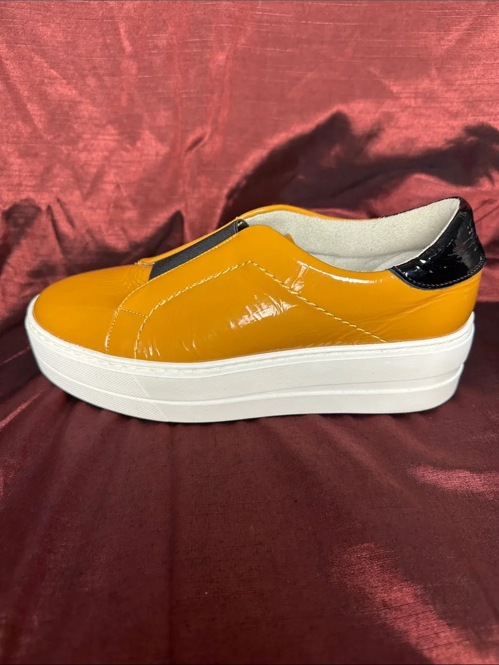 ✨🍋 Bos & Co Patent Yellow Slip-On Platform Sneakers Sz 38 EU ✨🍋